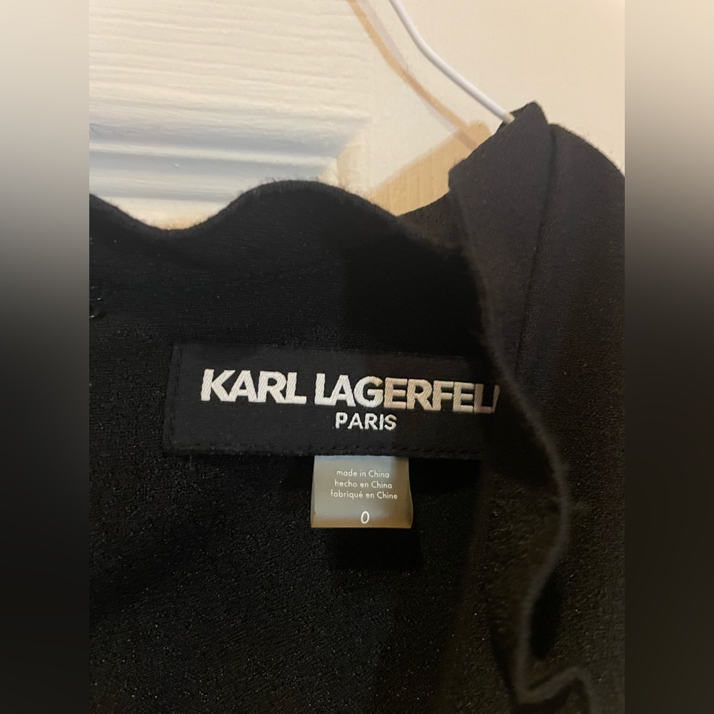 Karl Lagerfeld Little Black Dress with Ruffles Size 0 - Picture 8 of 11